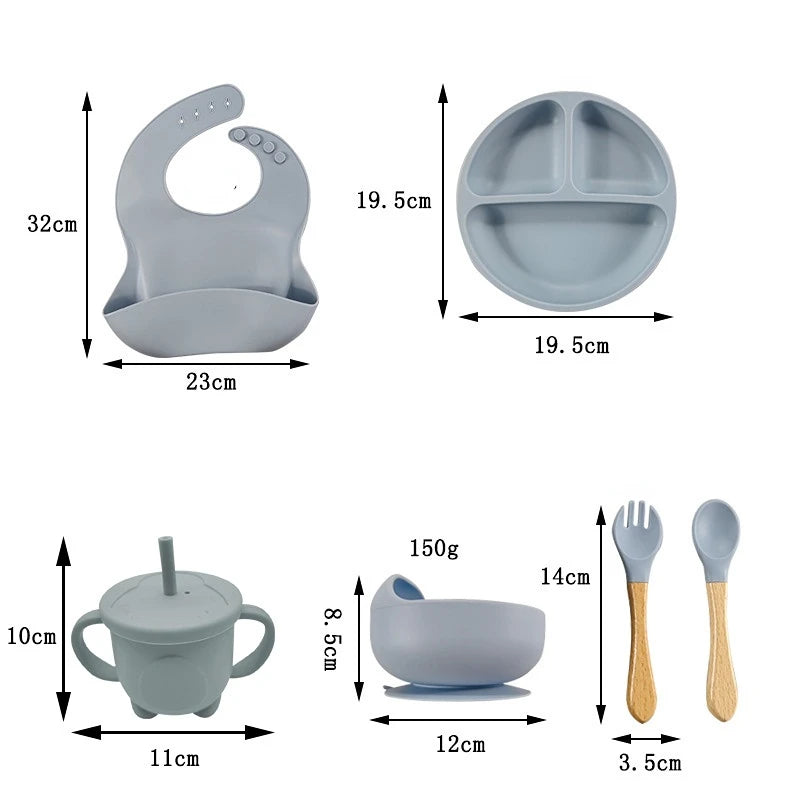 Ensemble de bols standards d'alimentation pour bébé, 6/8 pièces, en silicone