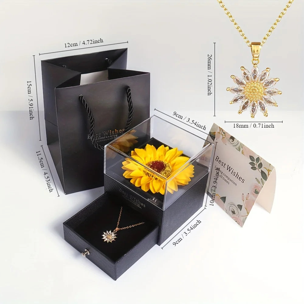 Collier de tournesol élégant, coffret cadeau, convoquer l'amour, la fidélité