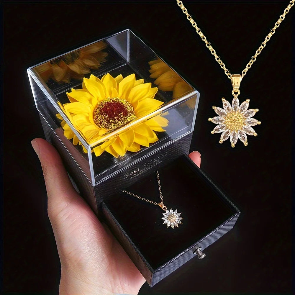 Collier de tournesol élégant, coffret cadeau, convoquer l'amour, la fidélité