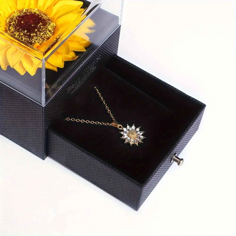 Collier de tournesol élégant, coffret cadeau, convoquer l'amour, la fidélité