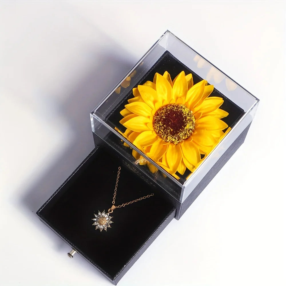 Collier de tournesol élégant, coffret cadeau, convoquer l'amour, la fidélité