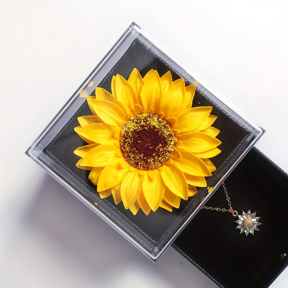 Collier de tournesol élégant, coffret cadeau, convoquer l'amour, la fidélité